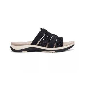 Earth Origins Women's Black Slide Sandals Sinci Laser Cut Comfort Slip On 8M New